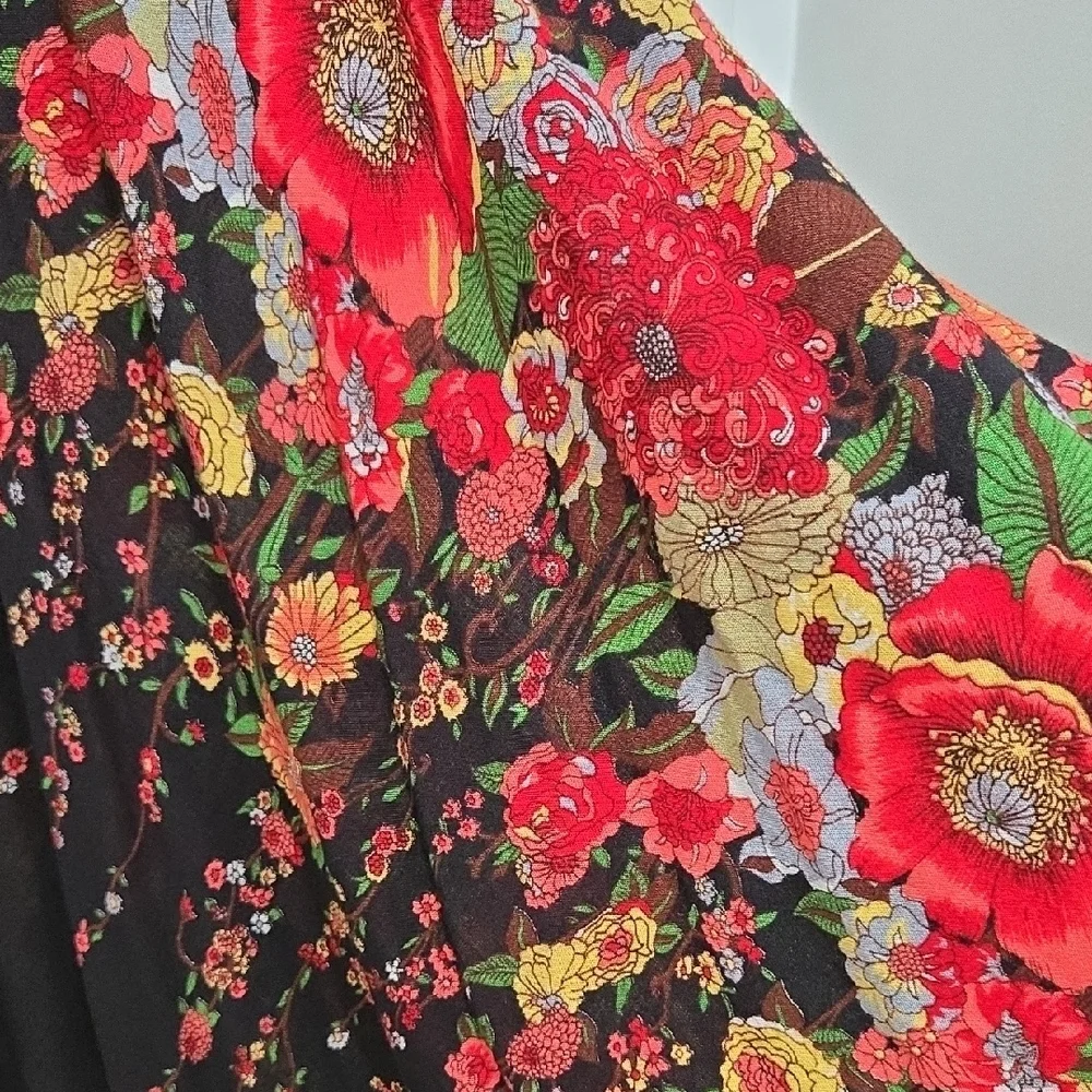 Boho Peasant Hippie Gypsy Floral High-Low Tie At The Waist Maxi Skirt - Picture 5 of 9